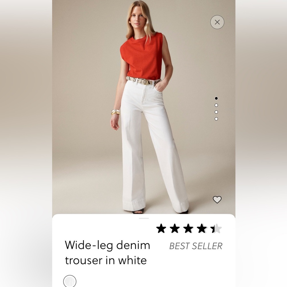 White J Crew wide leg jeans.